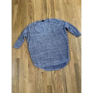 Express Women's Heathered Blue V-Neck Pullover Sweater Size S